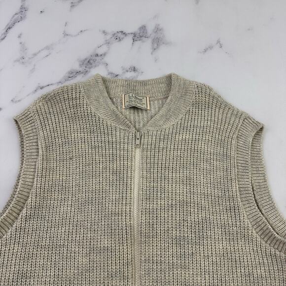 LL Bean Mens Vintage 90s High Trek Yarn Knit Sweater Vest Size L Cream Wool - Picture 2 of 9